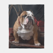 Bulldog Snowy Sleigh Kerst Decor Fleece Deken (Voorkant)