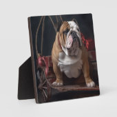 Bulldog Snowy Sleigh Kerst Decor Fotoplaat (Voorkant)