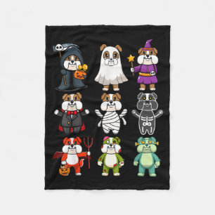 Bulldog Spooky Boo-Jee Horror Pompoen Bulldog Fleece Deken