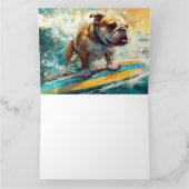 Bulldog strand surfen schilderij kaart (Binnen)