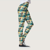 Bulldog strand surfen schilderij leggings (Rechts)
