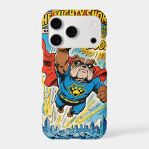 Bulldog Superhero Flying with Cape