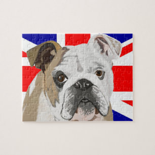 Bulldog tegen Union Jack-vlag 110 stukken Legpuzzel
