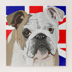 Bulldog tegen vlag van Union Jack Legpuzzel