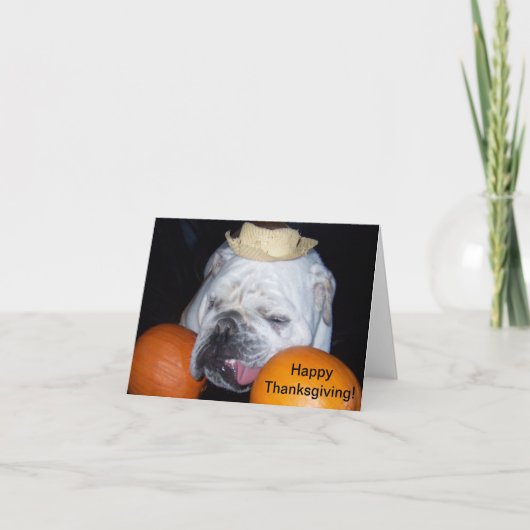Bulldog-Thanksgiving Feestdagen Kaart (Voorkant)