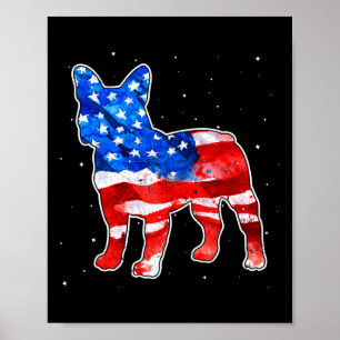 Bulldog Tie Dye Amerikaanse Vlag Patriottische 4 j Poster