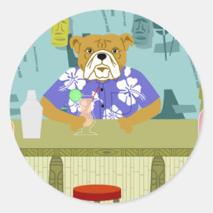 Bulldog Tiki Bar Ronde Sticker
