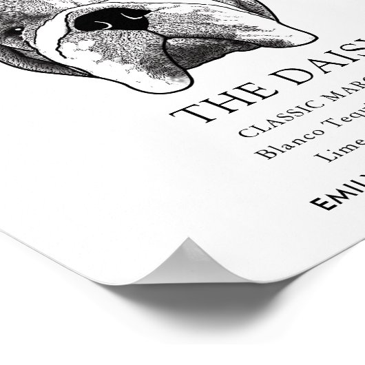 Bulldog Trouwhandtekening Drink Teken Poster (Hoek)