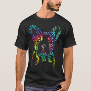 Bulldog Typografie Tie Dye Woord Kunst Franse Hond T-shirt