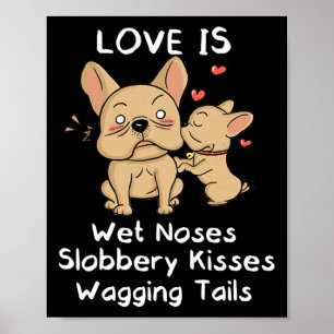 bulldog vader en zoon kussen liefde mijn hond Geze Poster