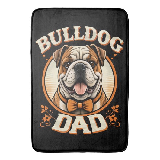 bulldog vader – schattige vintage bulldog vaderdag badmat (Voorkant Verticaal)
