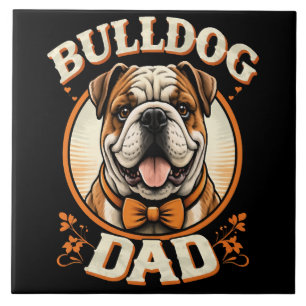 Bulldog Vader – Schattige Vintage Bulldog Vaderdag Tegeltje