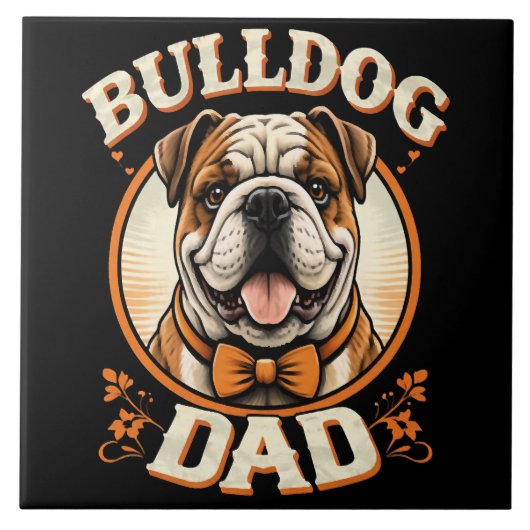 Bulldog Vader – Schattige Vintage Bulldog Vaderdag Tegeltje (Voorkant)