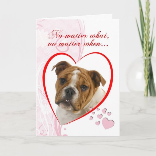 Bulldog Valentijn Feestdagen Kaart (Voorkant)