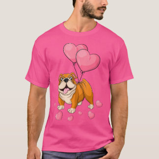 Bulldog Valentijnsdag Houdt Ballon Hart Mijn Va T-shirt