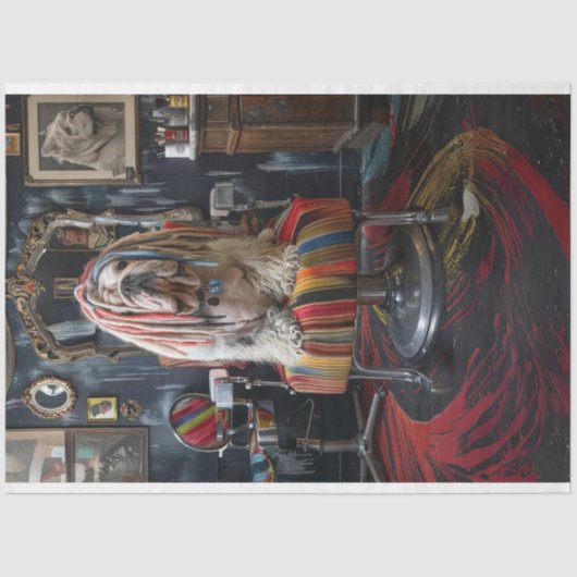 Bulldog Vibrant Dread Locks Decoupage Tissuepapier (Voorkant)