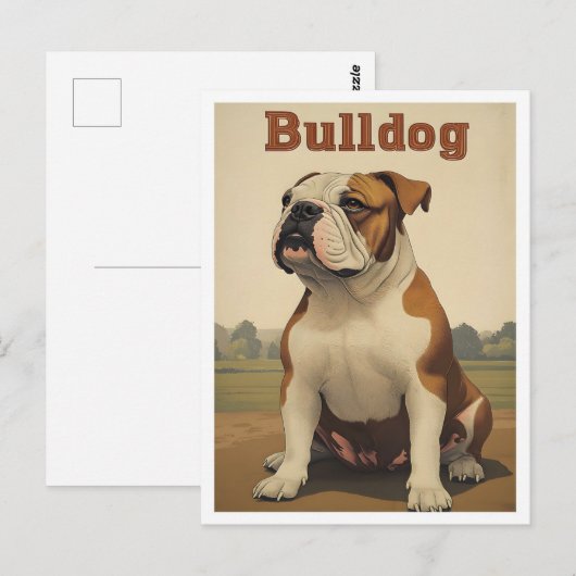 Bulldog Vintage Art Briefkaart (Voorkant / Achterkant)