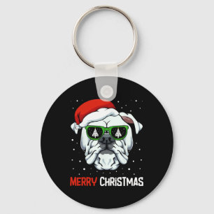Bulldog Vrolijk Kerstfeest Pyjama Schattige Hond S Sleutelhanger