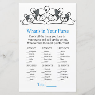 Bulldog Wat zit er in je baby shower met handtas