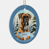 Bulldog Waterverf Dog Kerstmis Keramisch Ornament (Rechts)