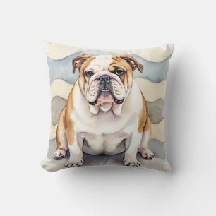 Bulldog Waterverf Zachte Golfslag Kunst Kussen