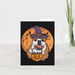 Bulldog Witch Pet Moon Jack O Lantern Halloween Do Kaart