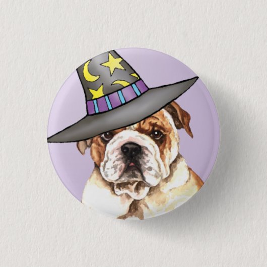 Bulldog Witch Ronde Button 3,2 Cm (Voorkant)