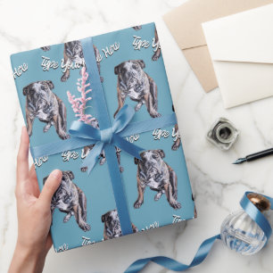 Bulldog Wrapping Paper Custom Dog kerstpaper Cadeaupapier