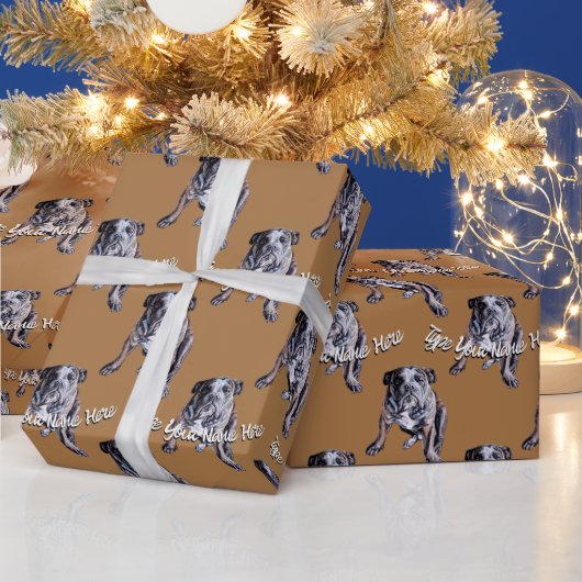 Bulldog Wrapping Paper Custom Dog kerstpaper Cadeaupapier (Feestdagen)