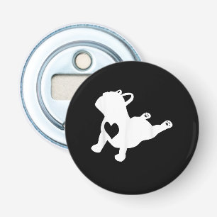 Bulldog Yoga Pose Love Heart Workout Gift Button Flesopener