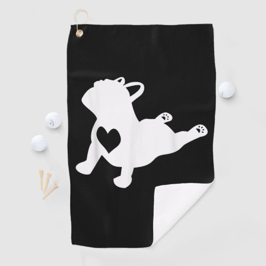 Bulldog Yoga Pose Love Heart Workout Gift Golfhanddoek (Insitu)