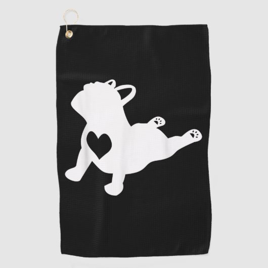 Bulldog Yoga Pose Love Heart Workout Gift Golfhanddoek (Voorkant)