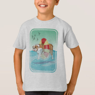 Bulldog zwemmen in de oceaan t-shirt