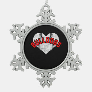 Bulldogs Baseball Softball High School Team Mascot Tin Sneeuwvlok Ornament