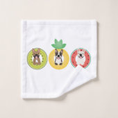Bulldogs français dans la piscine de fruits Flotte (Gant de toilette)