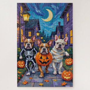 Bulldogs gaan langs voor trick-or-treat in Hallowe Legpuzzel