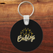 Bulldogs Gold Black Cheetah School Sports Fan Team Sleutelhanger (Voorkant)