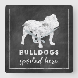 Bulldogs hier Chalkboard Vierkante Klok