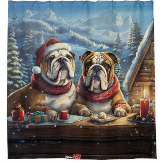 Bulldogs Holiday Design van Rich AMeN Gill Douchegordijn