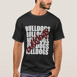 Bulldogs Maroon School Sport Fan Team Spirit T SH T-shirt