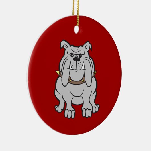 Bulldogs Mascot op Rode Hondenliefhebbers Gifts Keramisch Ornament (Rechts)
