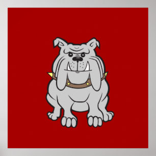 Bulldogs Mascot op Rode Hondenliefhebbers Gifts Poster