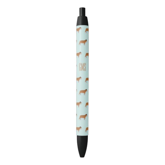 Bulldogs Pattern Monogram Zwarte Inkt Pen (Voorkant Verticaal)