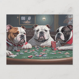 Bulldogs playing poker feestdagenkaart
