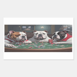 Bulldogs playing poker rechthoekige sticker