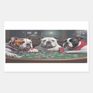 Bulldogs playing poker rechthoekige sticker