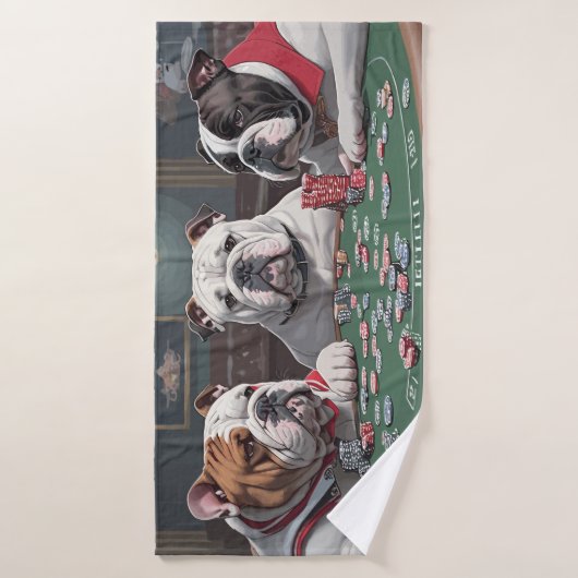Bulldogs playing poker Serviette de bain (Serviette de bain)