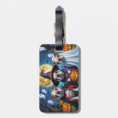 Bulldogs Pumpkin Halloween Grappig Bagagelabel (Achterkant verticaal)