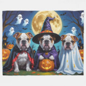 Bulldogs Pumpkin Halloween Grappig Fleece Deken (Voorkant (Horizontaal))