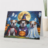 Bulldogs Pumpkin Halloween Grappig Kaart (Voorkant)